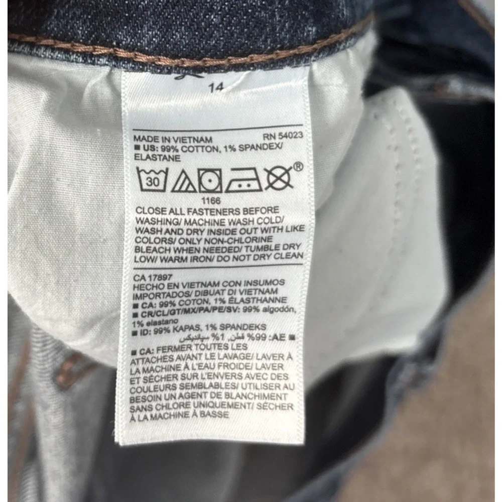 Old Navy Jeans Size 14 Mr Boyfriend Midrise Blue Stretch Denim Cropped Raw Hem